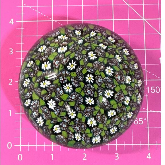 Murano Italy Millefiori Flower Canes Large 4" Glass Paperweight Floral Design VT - Picture 4 of 7
